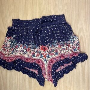 Angie Shorts Bohemian Floral Shorts M Blue Pink